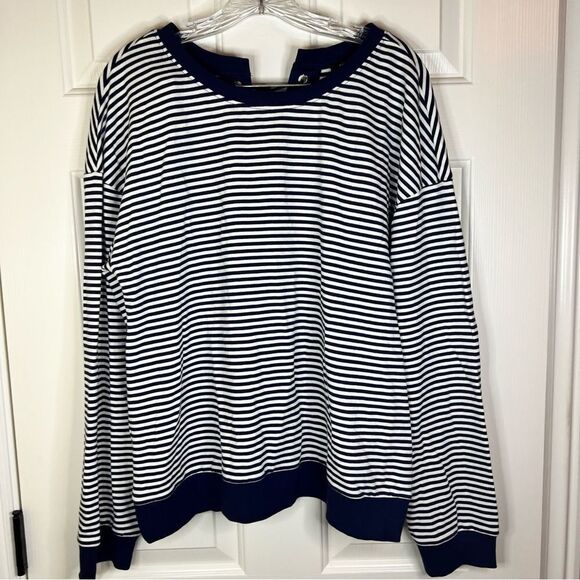 Halogen XL Nautical‎ Tunic Sweatshirt Top with Tie Back Outdoor Comfy Activewear - Picture 1 of 5